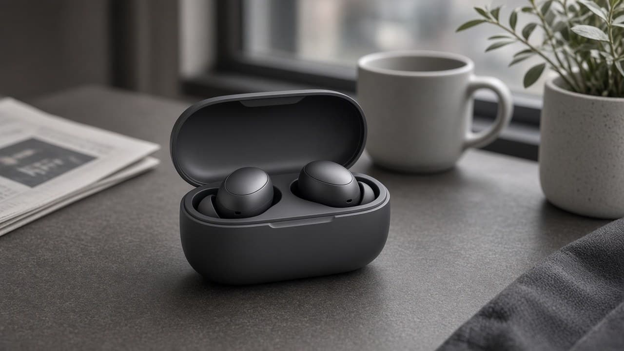 CommuterSeal Pro CSP-ANC2 wireless ANC earbuds on graphite — hero product still